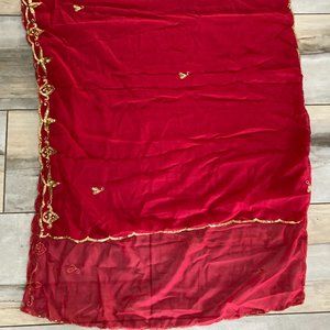 Red Sheer Gold Sequin Veil- from Oman